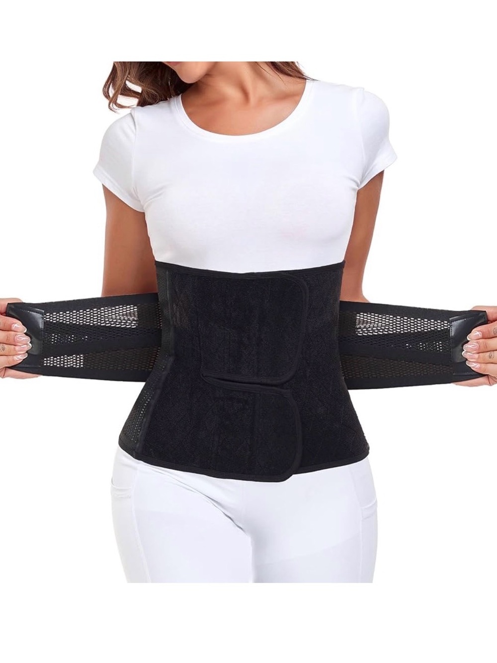 Postpartum Belly Cincher Black Waist Trainer Belt for Women - Adjustable Support